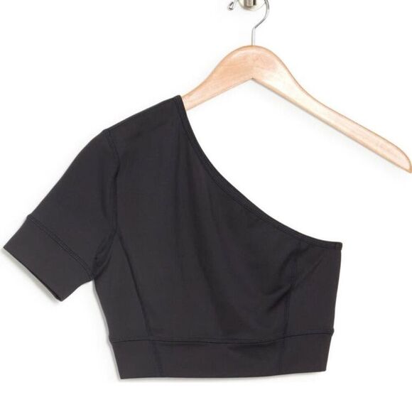 Z by Zella Black Feel Inspired One Shoulder Crop Top Size Large NWT - Picture 3 of 9